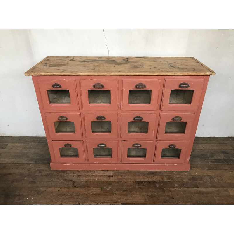 Former pink craft furniture with drawers/ mini grocery/seeds distributor - 1930s