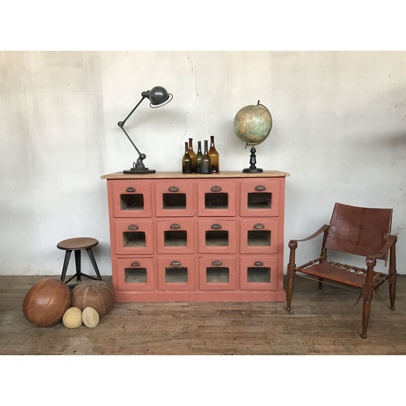 Former pink craft furniture with drawers/ mini grocery/seeds distributor - 1930s