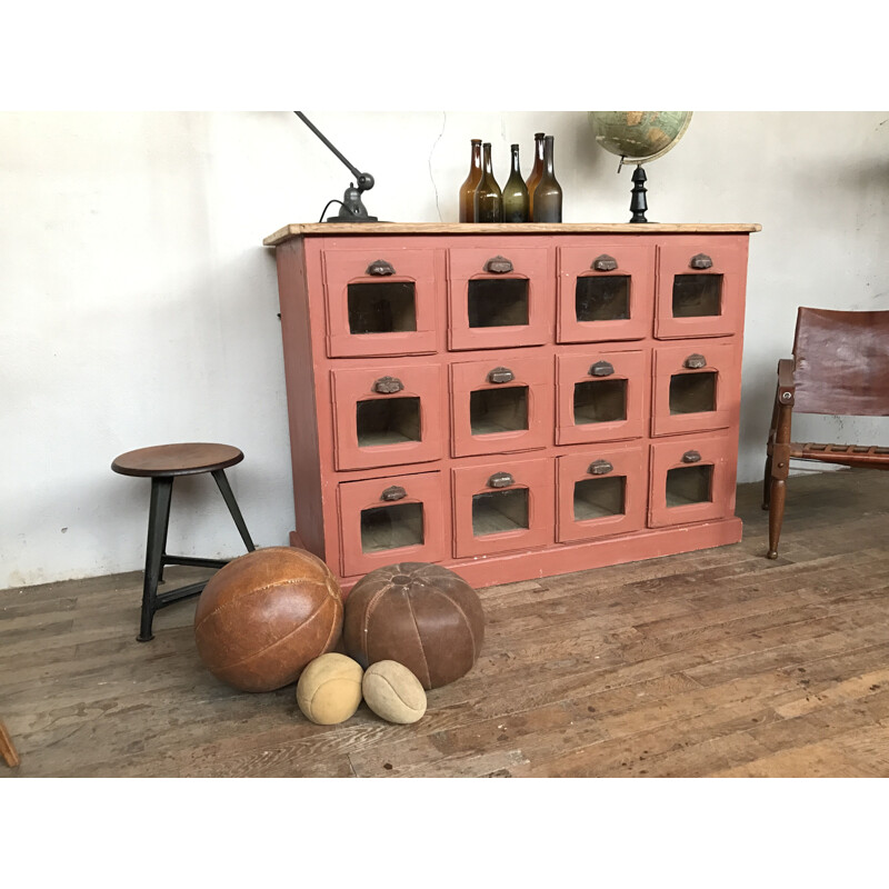 Former pink craft furniture with drawers/ mini grocery/seeds distributor - 1930s