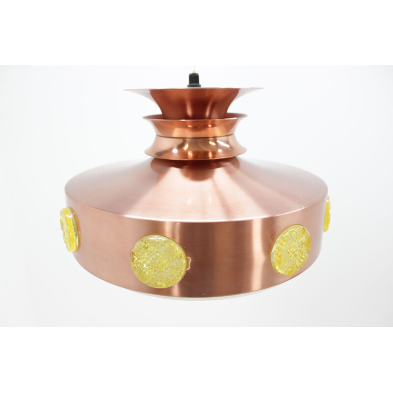 Vintage danish pendant lamp in rose metal - 1970s