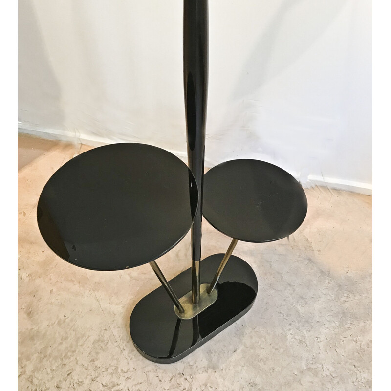 Black lacquered Vintage floor lamp in brass and glass - 1960s