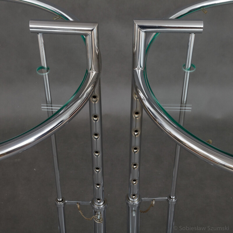 Paire de tables d'appoint vintage en chrome par Eileen Gray - 1970