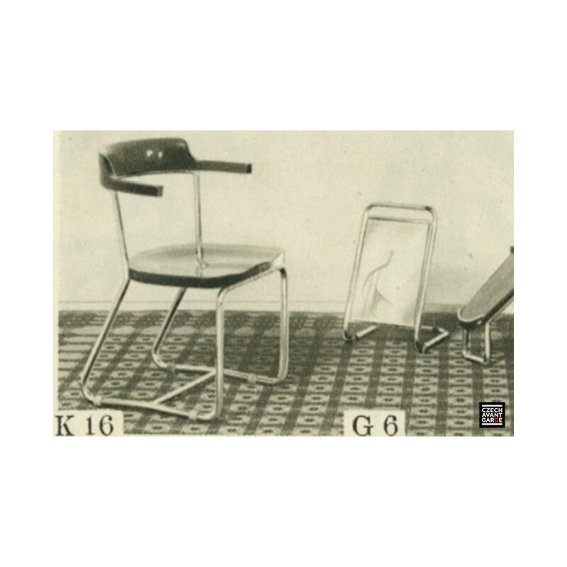 Sedia vintage in legno e metallo "K16", 1930