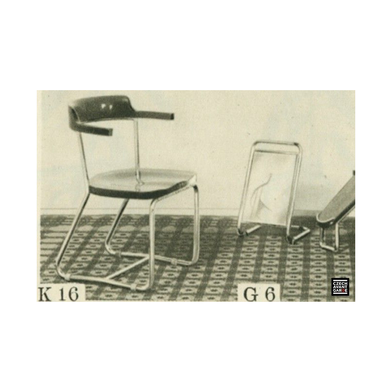 Silla vintage de madera y metal "K16", 1930