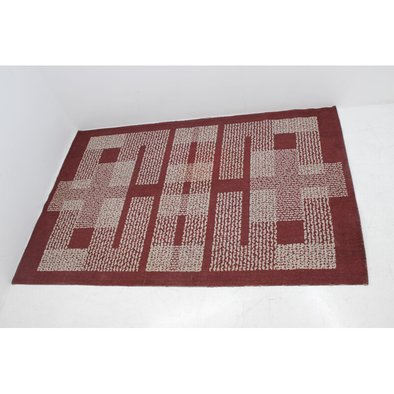 Vintage geometric wool rug, 1950