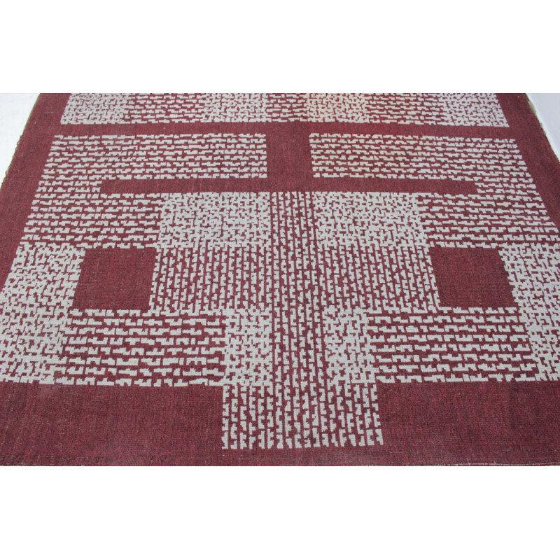 Geometrischer Vintage-Teppich aus Wolle, 1950