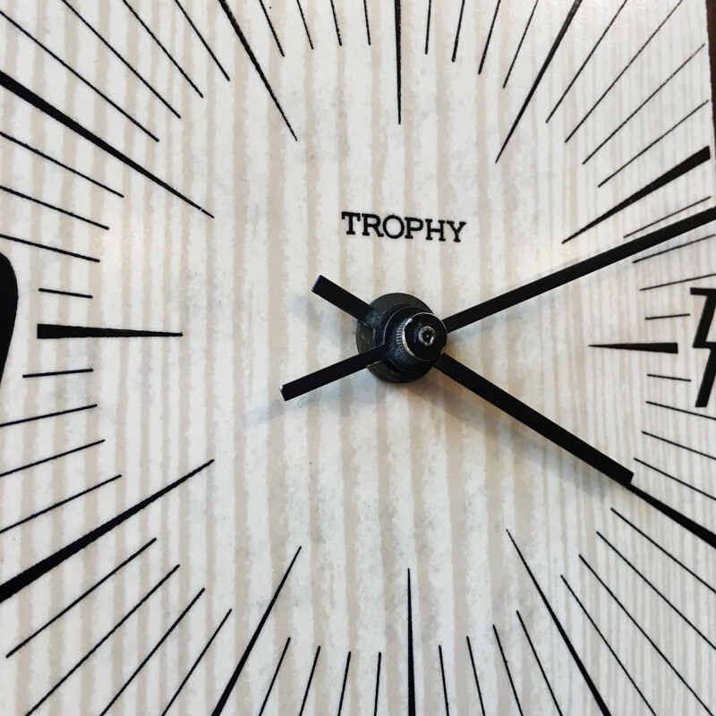 Horloge vintage murale en bois par TROPHY - 1950