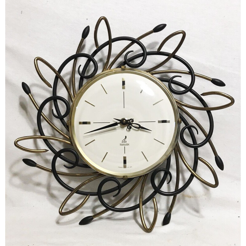 Horloge vintage "Sunburst" par JAZ France - 1960