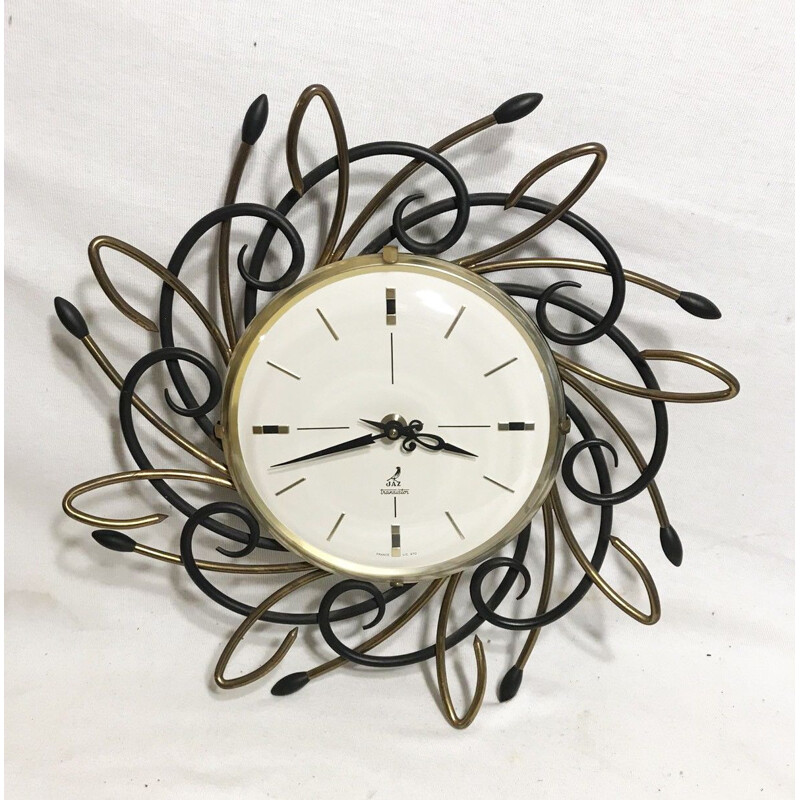 Vintage clock "Sunburst" by JAZ France - 1960s