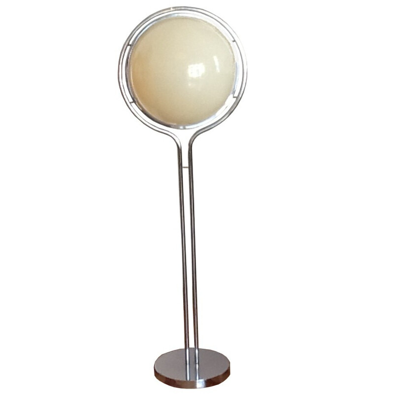 Floor lamp with white semi-sphere, GARRAULT-DELORD - 1971