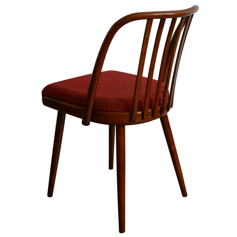 Suite de 6 chaises vintage rouges par Antonin Suman pour Jinota Sobeslav - 1960