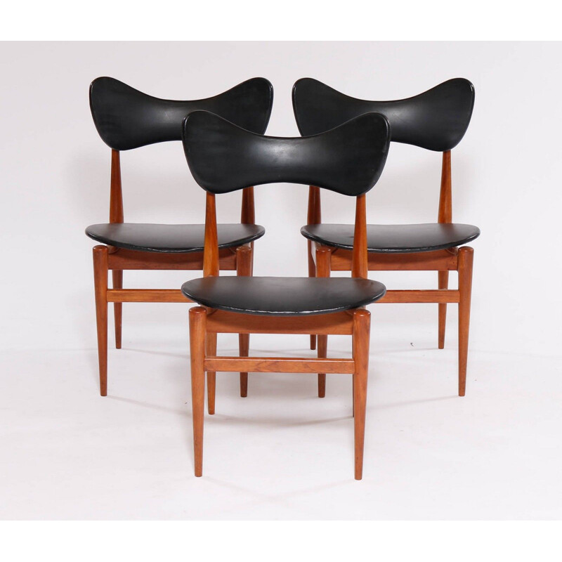 Suite de 3 chaises vintage "butterfly" par Inge & Luciano Rubino - 1960
