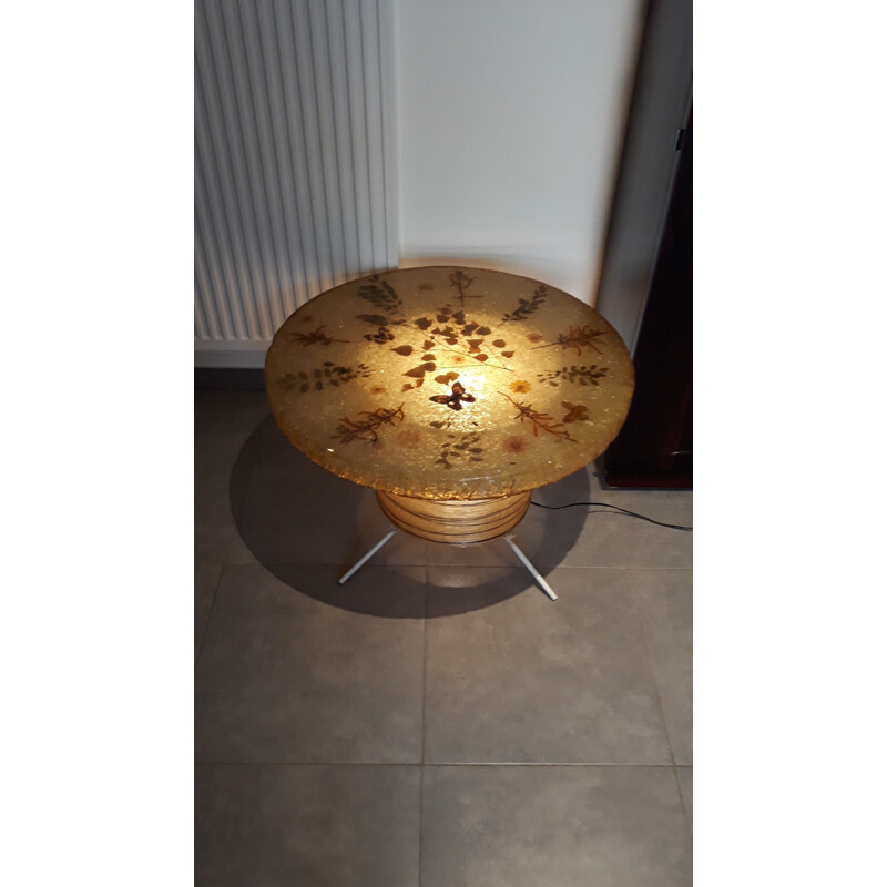 Vintage coffee table with light by Pottery Accolay - 1960s