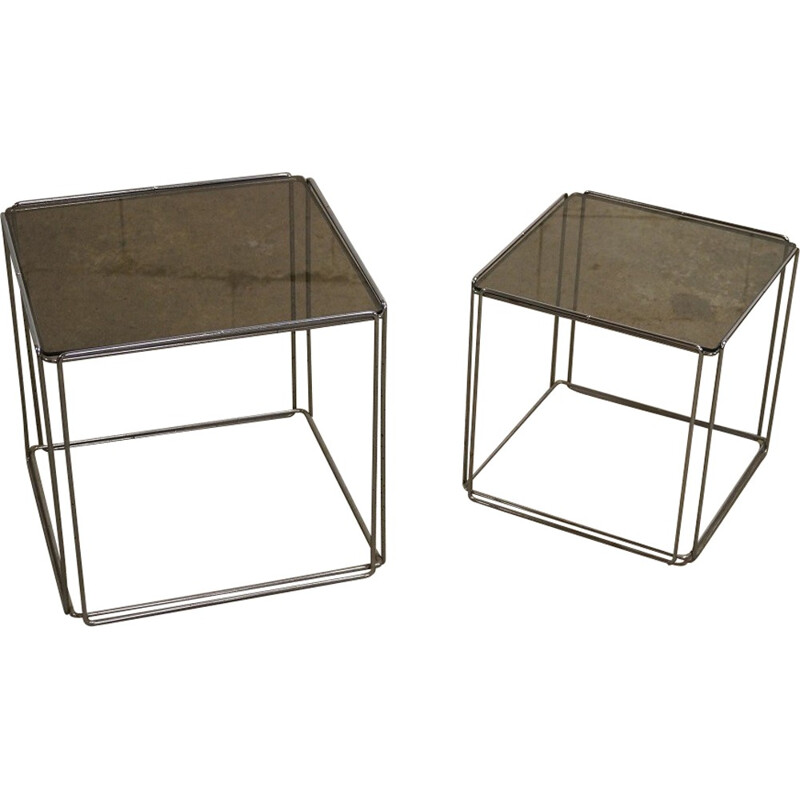Pair of side tables in chromed metal and glass, Max SAUZE - 1960s