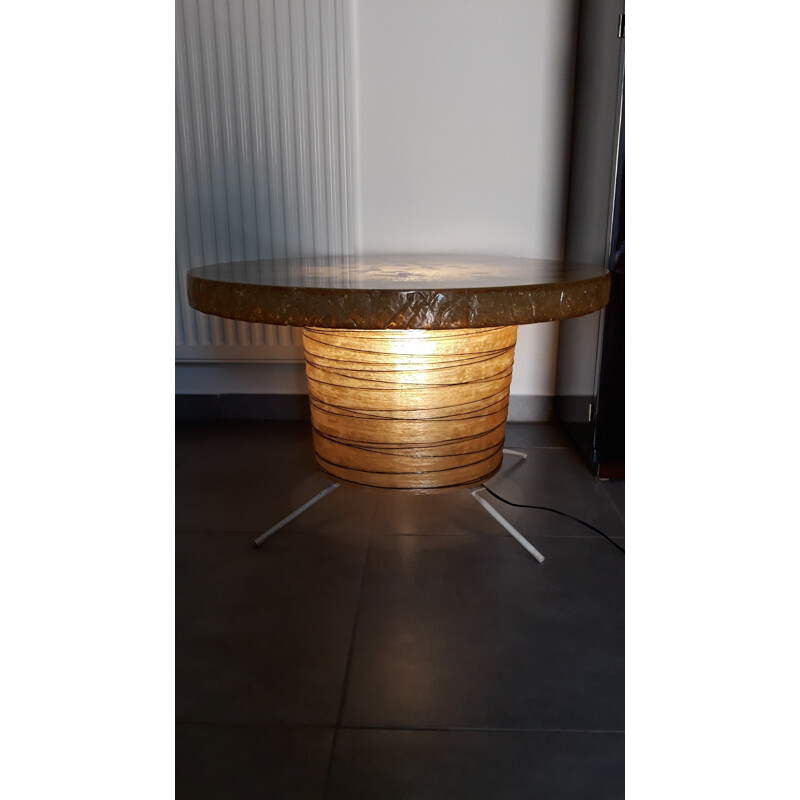 Vintage coffee table with light by Pottery Accolay - 1960s