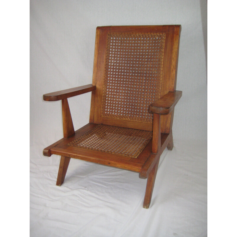 Vintage colonial armchair in teak - 1950s