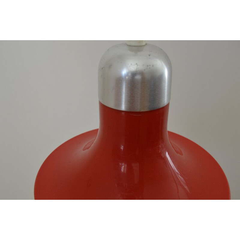 Vintage red pendant lamp in plastic and metal - 1970s