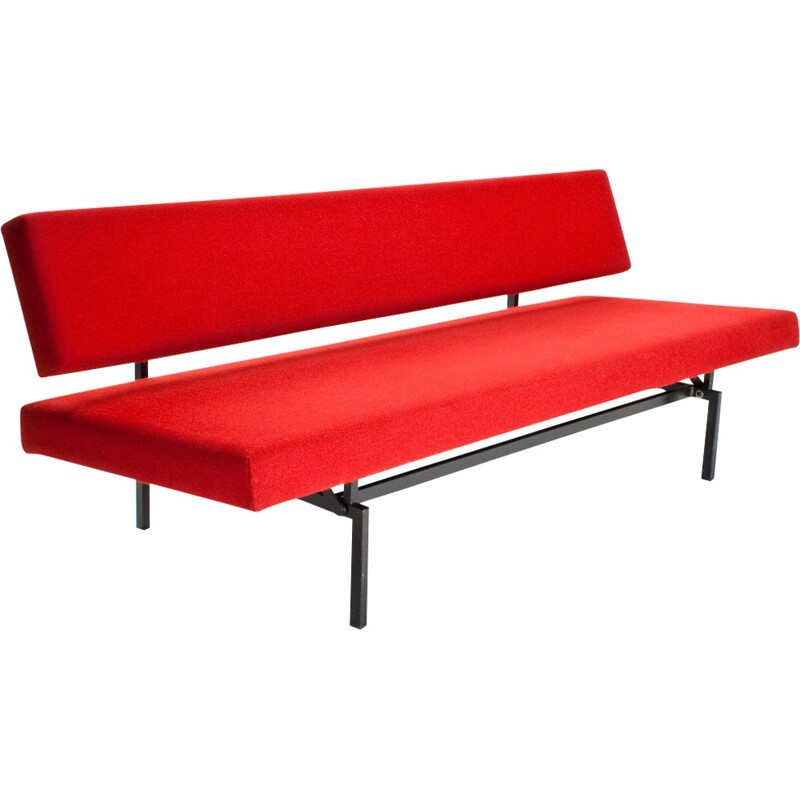 Sofa model 540 in metal and red woolen fabric, Gijs VAN DER SLUIS - 1960s