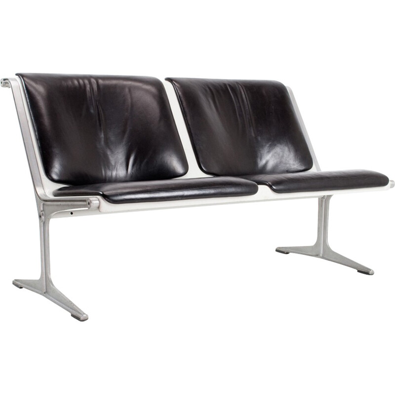 1200 Bench in leather, aluminum and fiber glass, W.F KRAMER - 1960s
