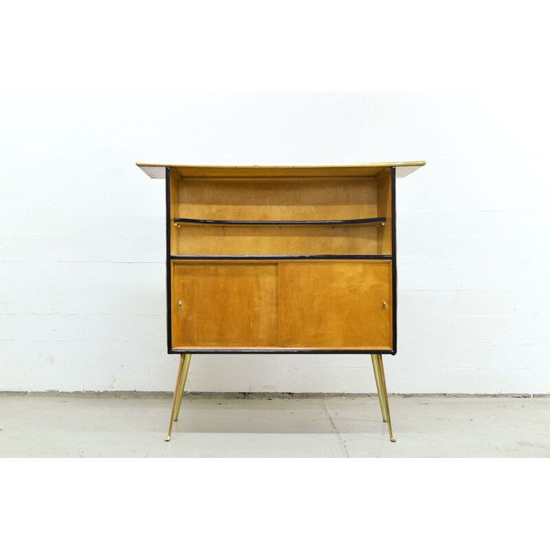 Bar vintage français avec 2 tabourets de bar - 1950