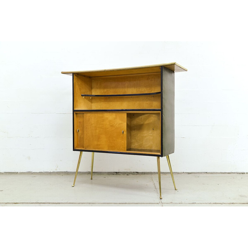 Vintage French bar with 2 bar stools - 1950s