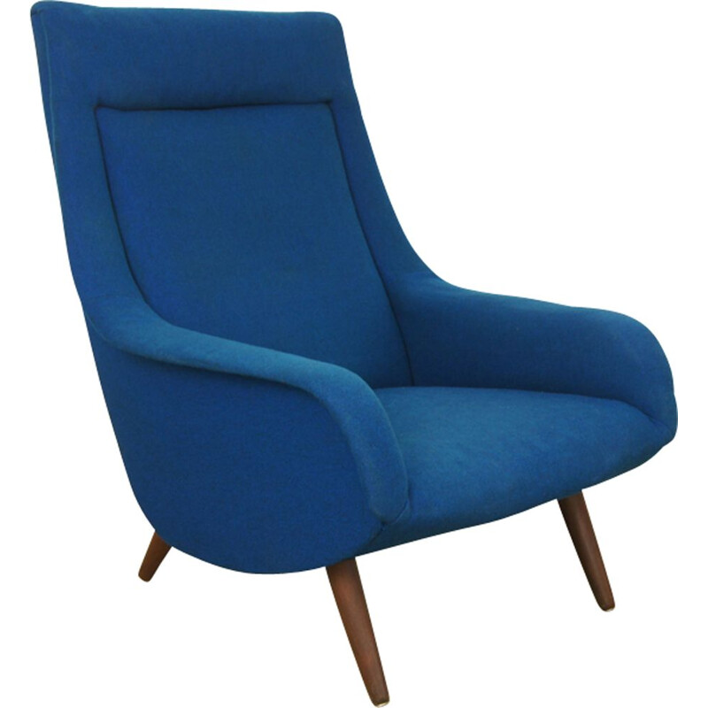 Vintage Danish blue armchair - 1960s