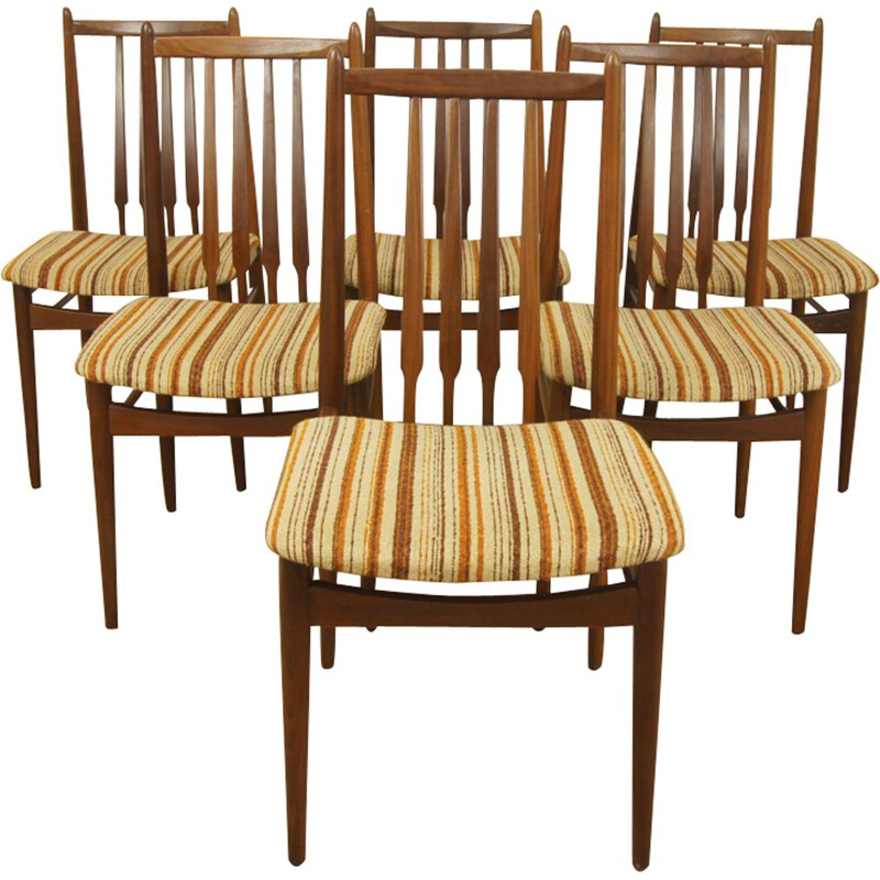 Suite de 6 chaises vintage danoises en teck - 1960