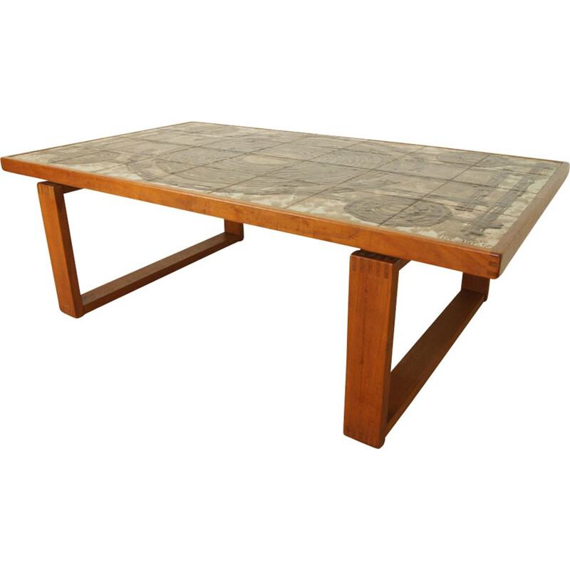 Danish Coffee Table in Teak With Ceramic Tiles By Ox Art - 1973