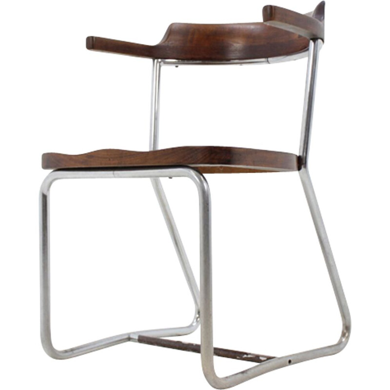 Cadeira Vintage em madeira e metal "K16", 1930