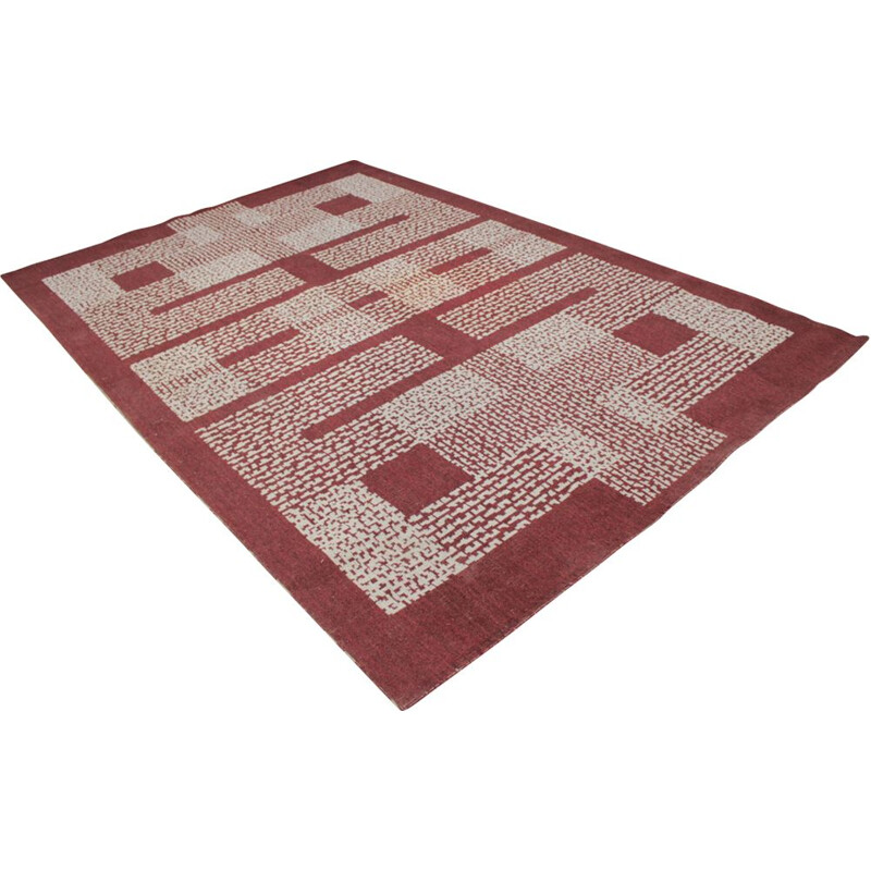 Vintage geometric wool rug, 1950