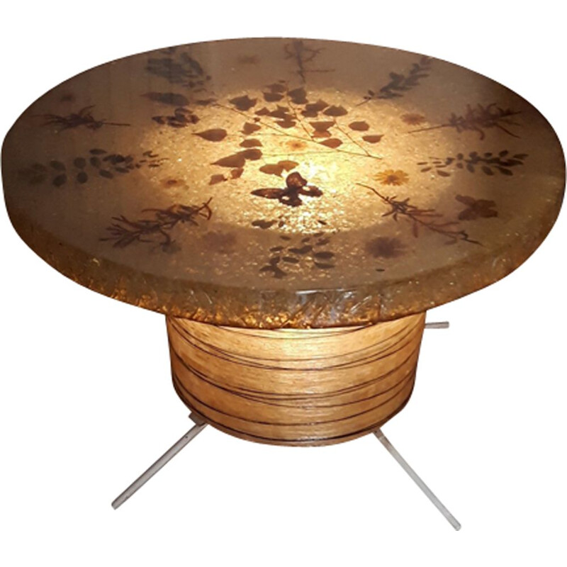 Table basse vintage lumineuse par Poteries Accolay - 1960