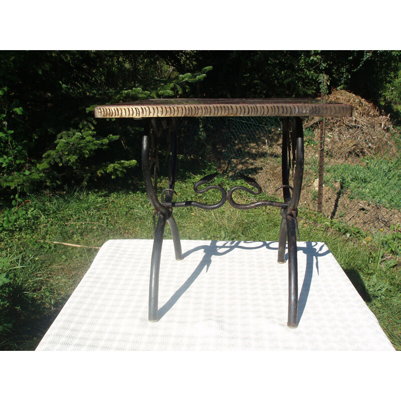 Vintage side table in marble and iron - 1950s