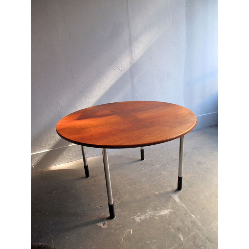 Vintage round office table with adjustable height - 1970s