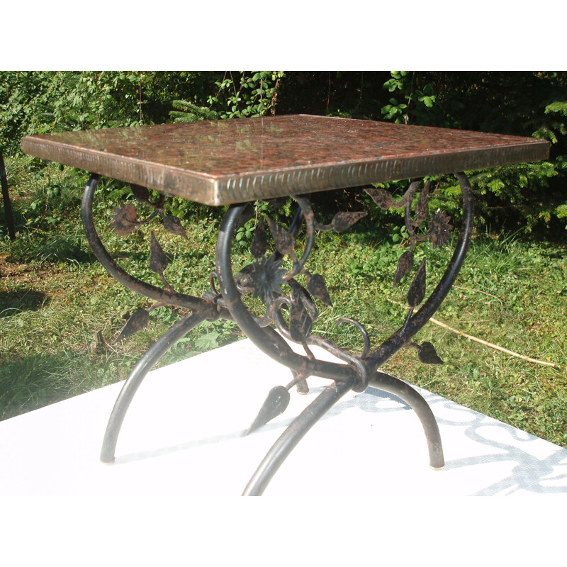 Vintage side table in marble and iron - 1950s