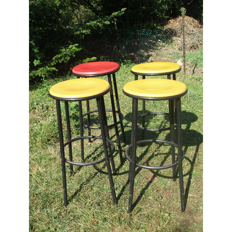 Suite de 4 tabourets de bar vintage - 1960