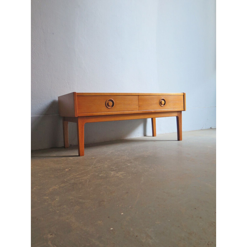 vintage  low side table in oak with two drawers - 1950s