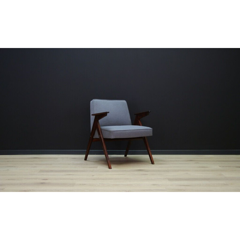 Vintage grey armchair by Józef Chierowski - 1980s