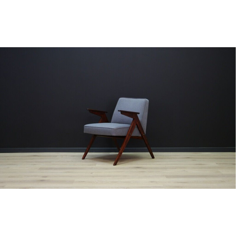 Vintage grey armchair by Józef Chierowski - 1980s