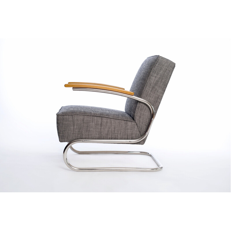 Grey vintage armchair in steel - 1930s