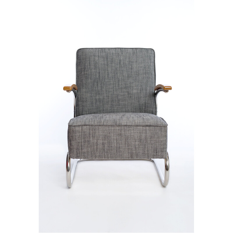 Grey vintage armchair in steel - 1930s