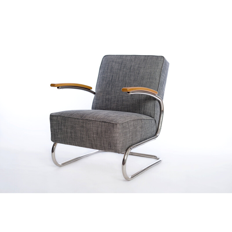 Grey vintage armchair in steel - 1930s