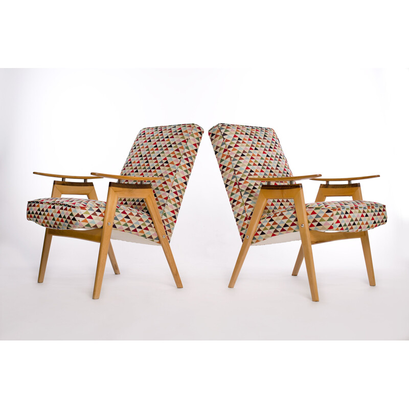 Set of 2 multitoned lounge Chairs by Jaroslav Smidek for Jitona - 1960s