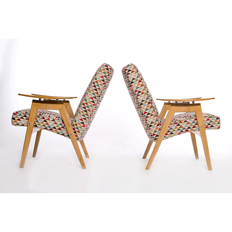 Set of 2 multitoned lounge Chairs by Jaroslav Smidek for Jitona - 1960s