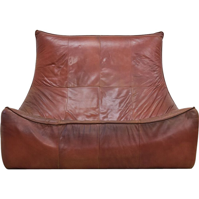 Vintage 2-seater sofa "The Rock" in leather by Gerard van den Berg for Montis - 1970s