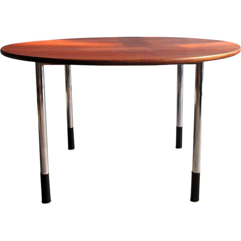 Vintage round office table with adjustable height - 1970s