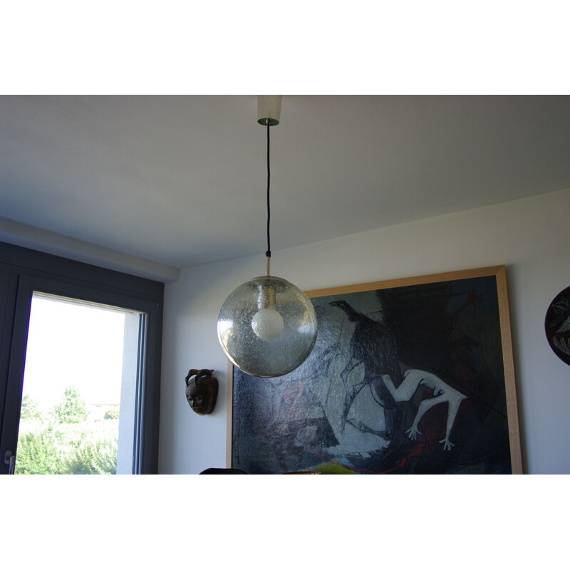 Suspension vintage allemande en verre en forme de bulle - 1970