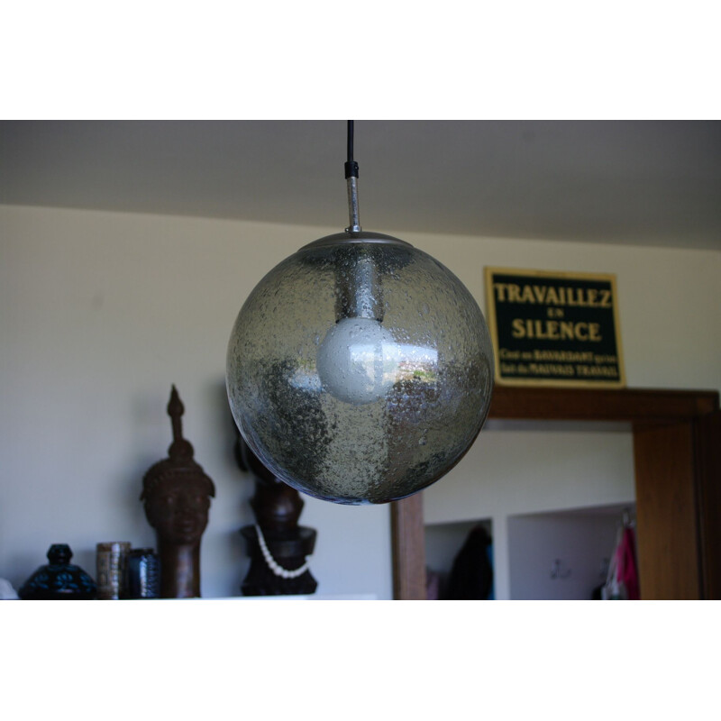 Suspension vintage allemande en verre en forme de bulle - 1970