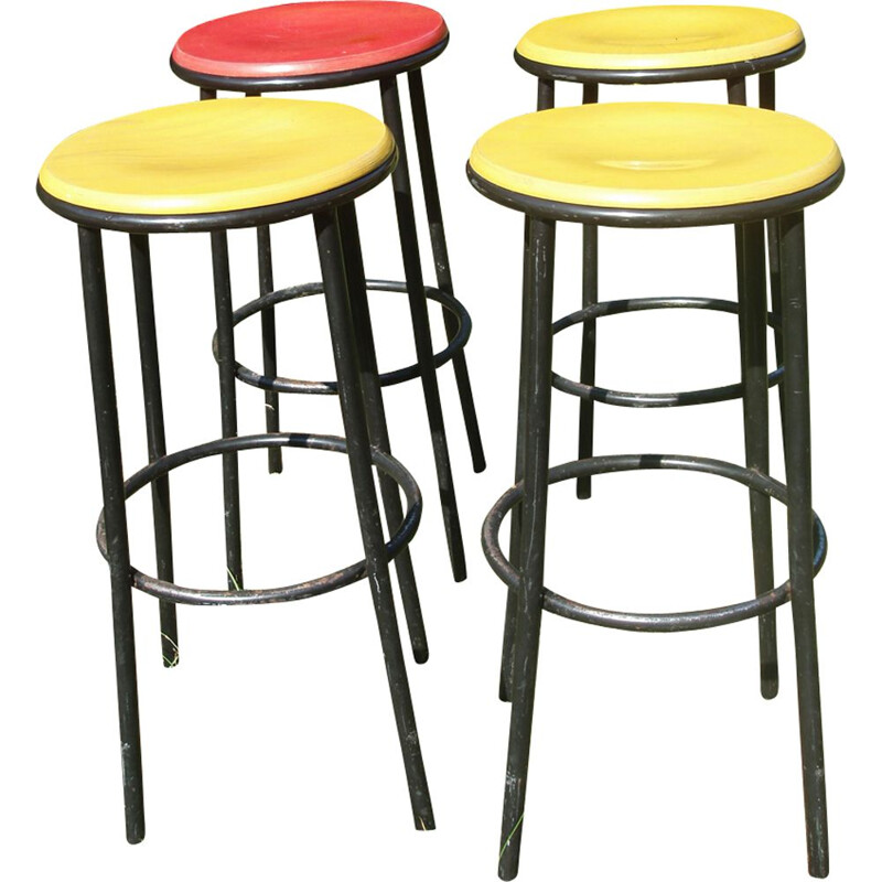Vintage set of 4 bar stools - 1960s