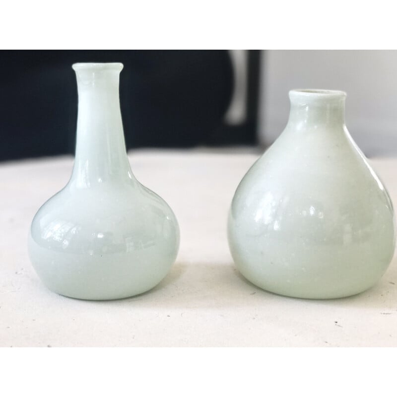 Suite of 2 vintage vases blown with the mouth - 1930s