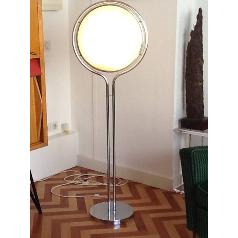 Floor lamp with white semi-sphere, GARRAULT-DELORD - 1971